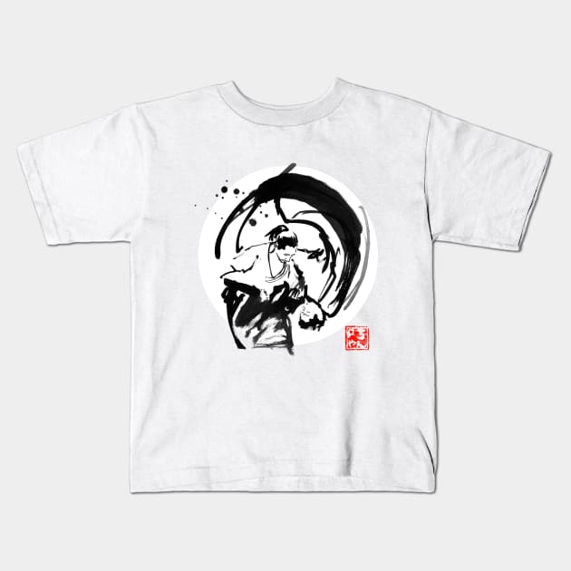 aikido for Black background Kids T-Shirt by pechane